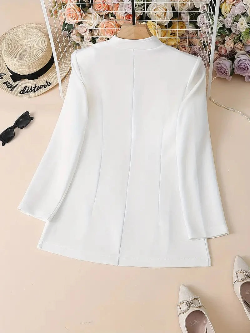 Solid Button Front Jacket - Stylish Open Front Long Sleeve Outerwear for Women