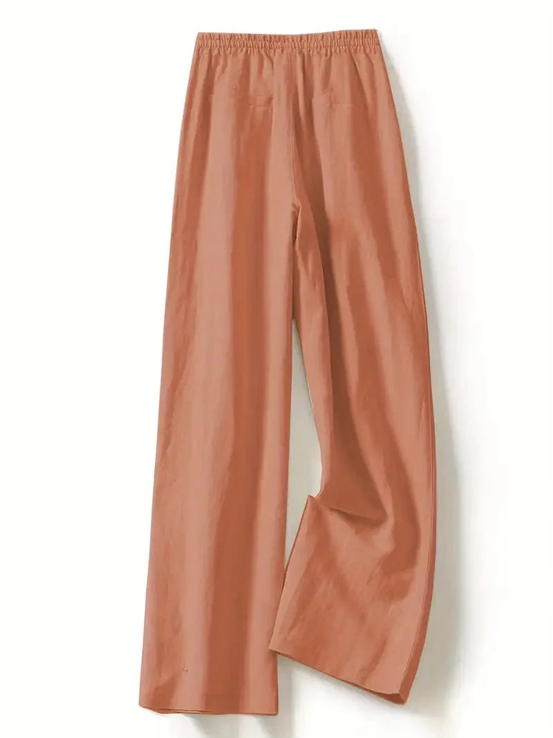 Wide Leg Drawstring Pants, Relaxed Fit Trousers Ideal for Spring & Summer, Women's Apparel