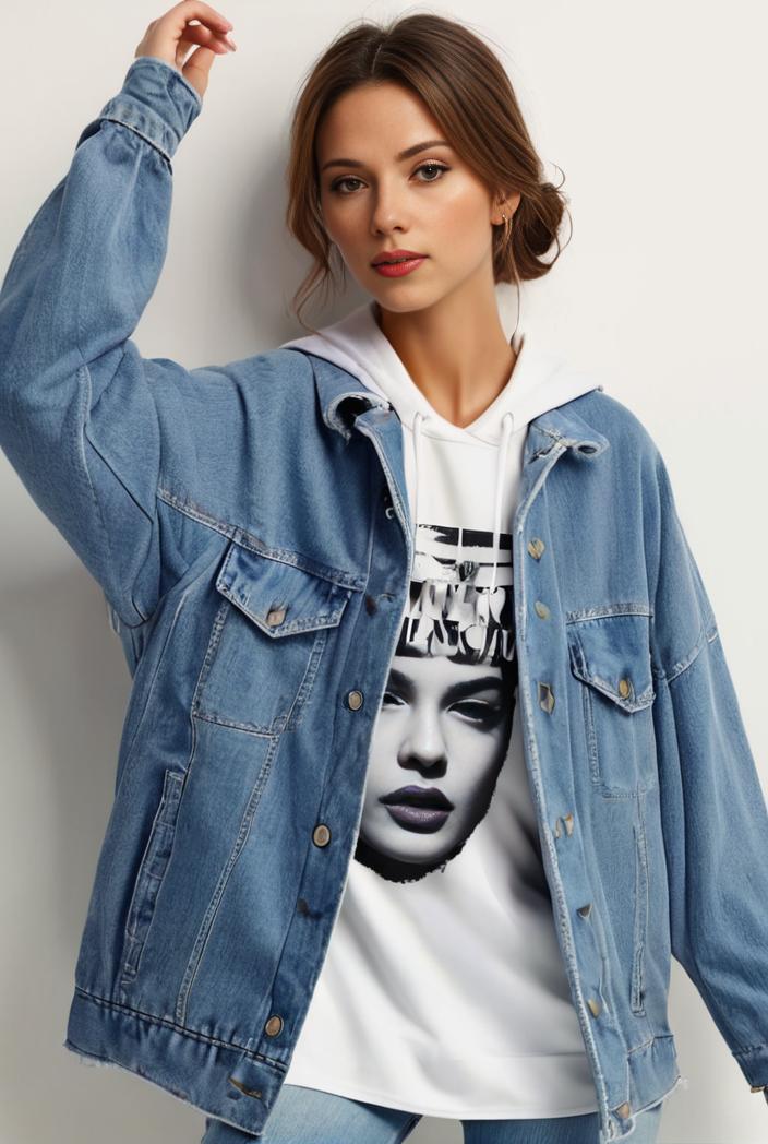 denim coat with flap pockets and lapel casual women s jacket in blue 149024