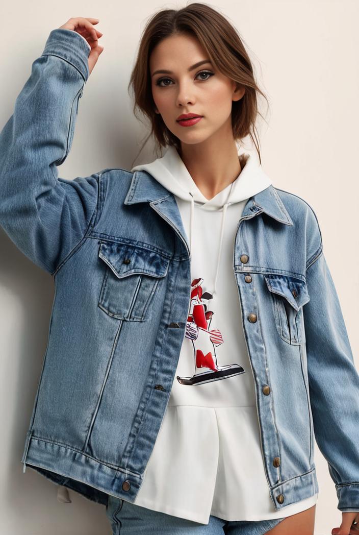denim coat with flap pockets and lapel casual women s jacket in blue 149025