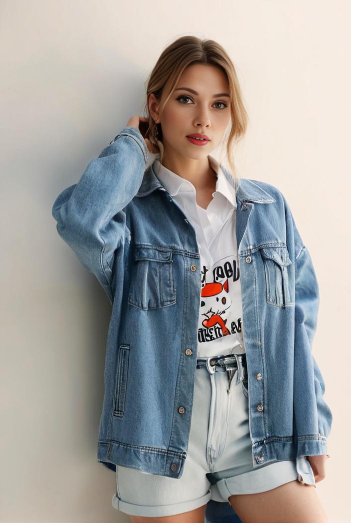 denim coat with flap pockets and lapel casual women s jacket in blue 149037