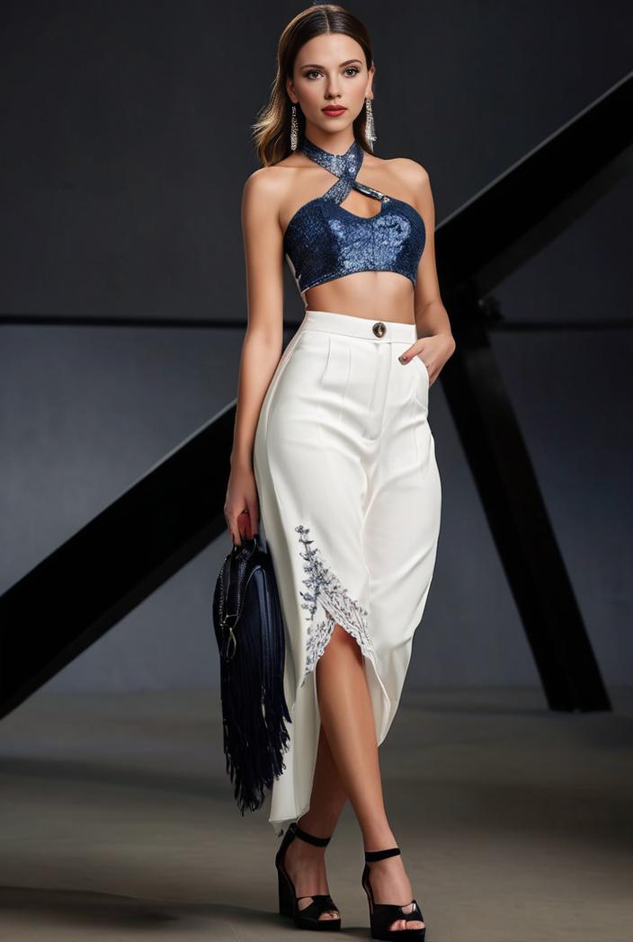 distressed flap pockets denim midi skirt with frayed hem 149597