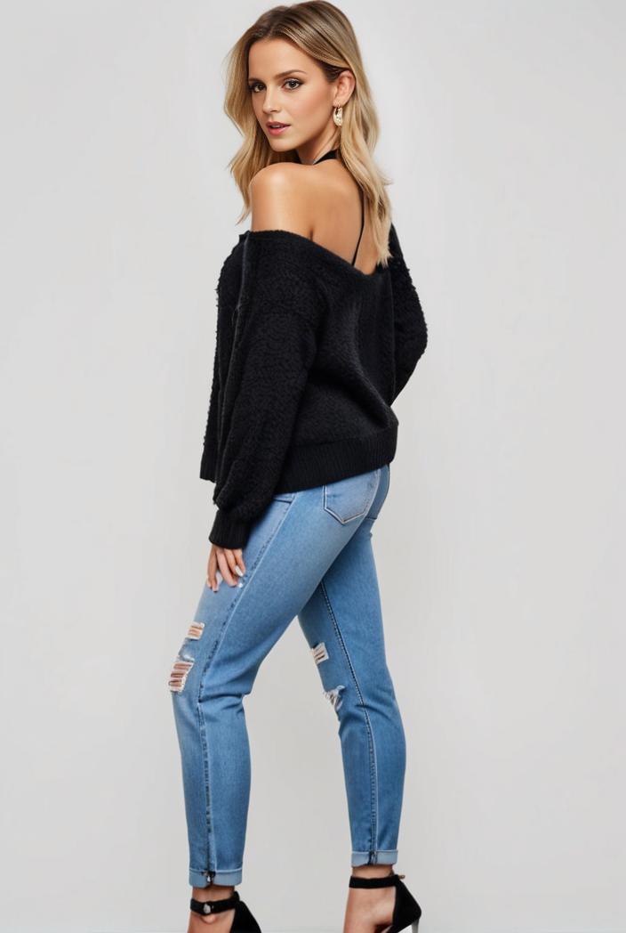 curvy high waist ripped raw hem cropped skinny denim jeans 114412