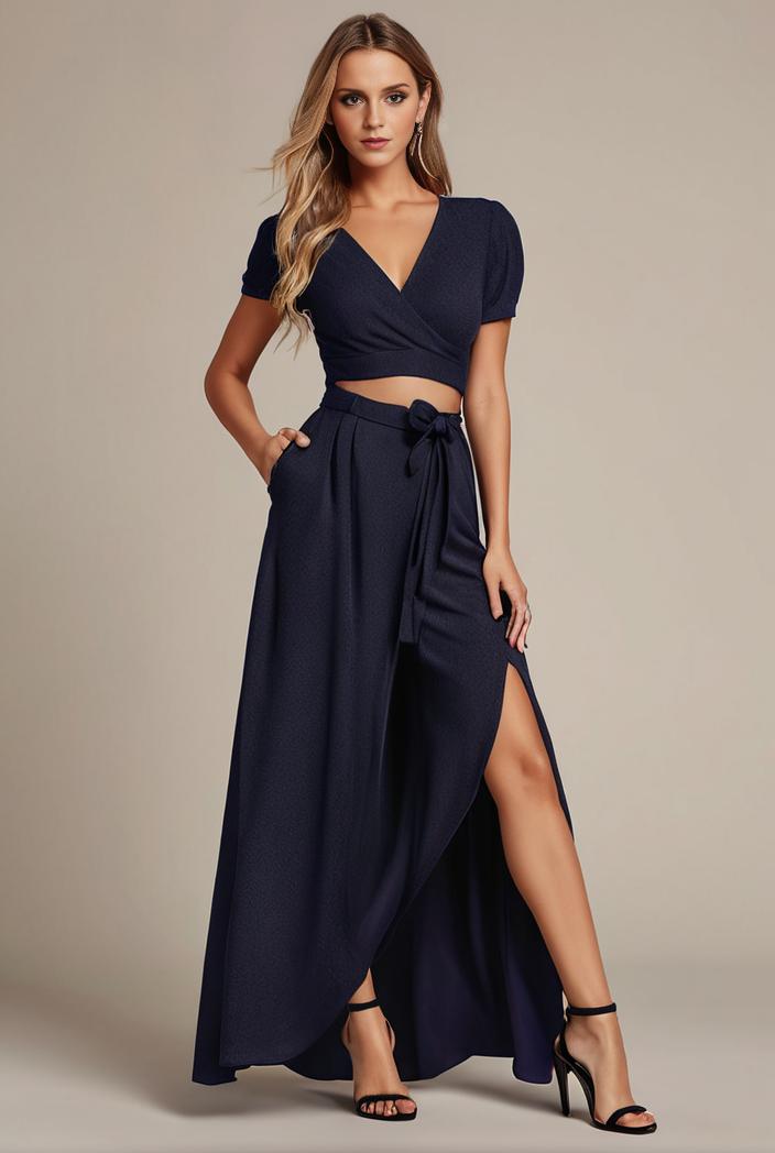 glitter high low front side slit ruffled v neck evening dress 123301