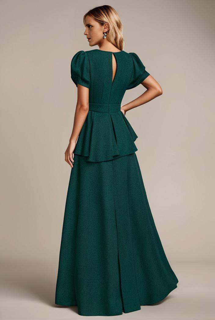 glitter high low front side slit ruffled v neck evening dress 123315