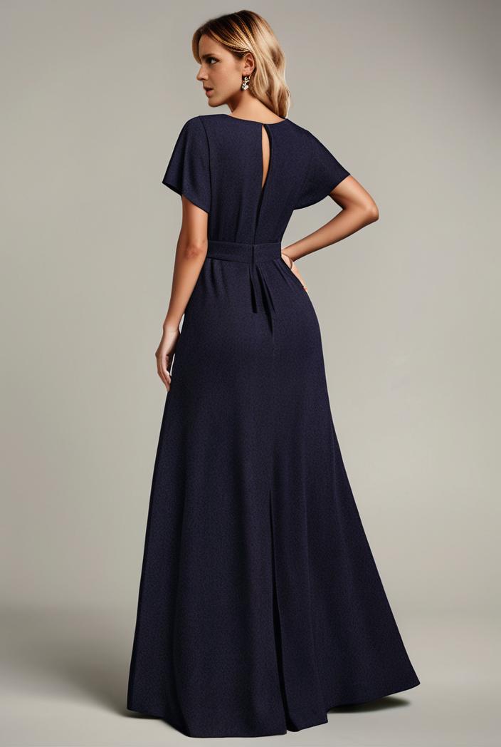 glitter high low front side slit ruffled v neck evening dress 123321