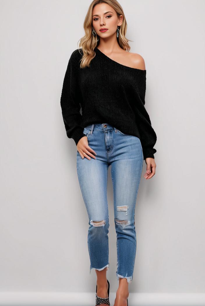 curvy high waist ripped raw hem cropped skinny denim jeans 128707