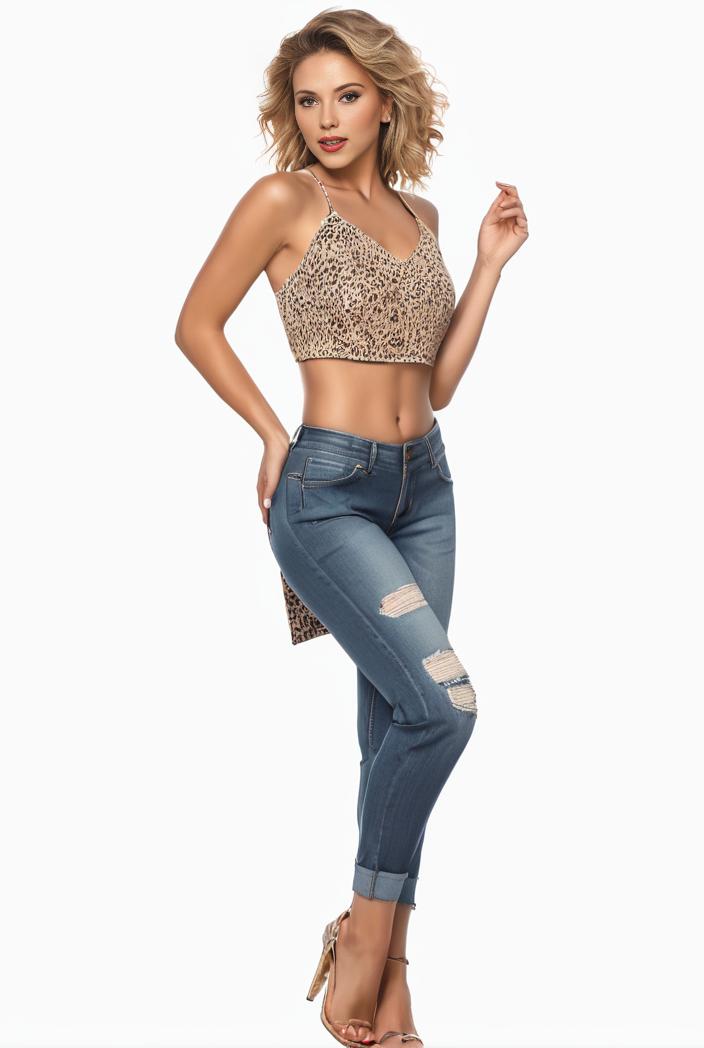 curvy high waist ripped raw hem cropped skinny denim jeans 128710