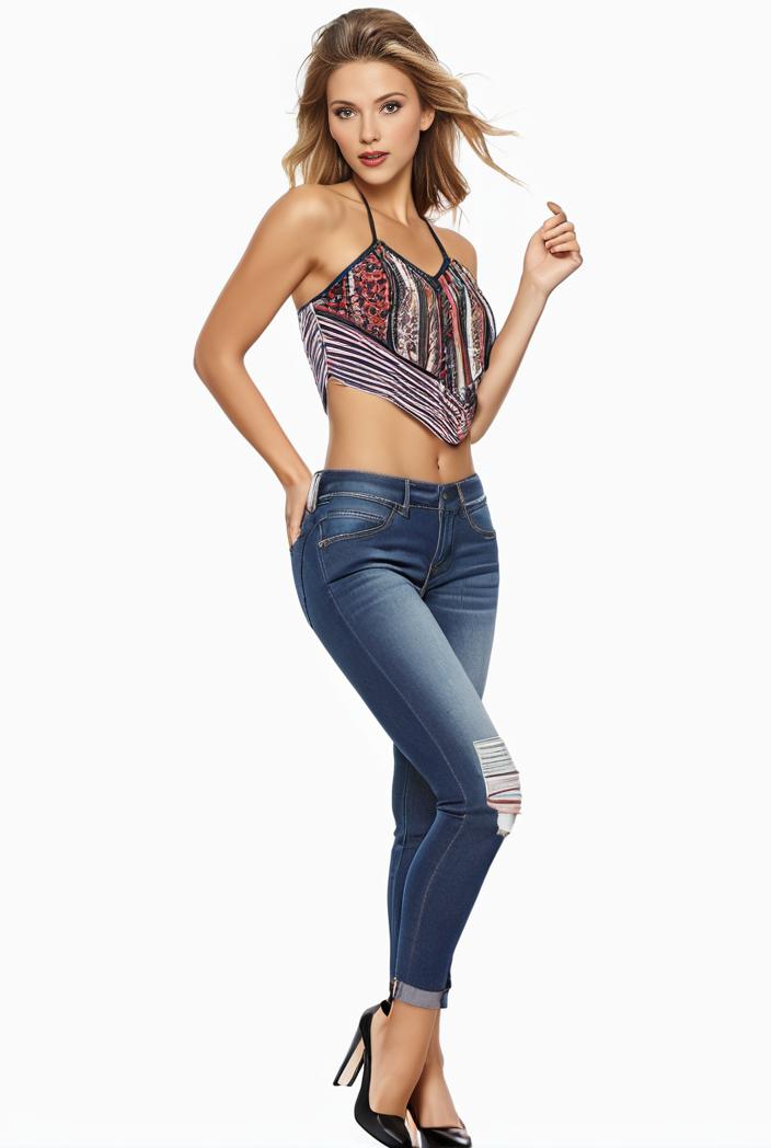 curvy high waist ripped raw hem cropped skinny denim jeans 128712