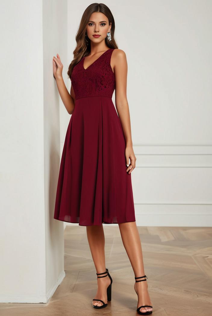 deep v neck lace chiffon bridesmaid dress with asymmetrical hem 128865