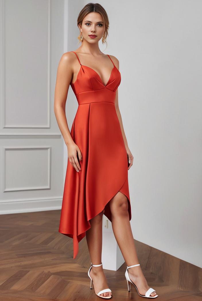 deep v neck lace chiffon bridesmaid dress with asymmetrical hem 128877