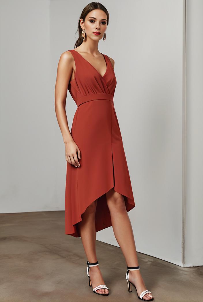 deep v neck lace chiffon bridesmaid dress with asymmetrical hem 128882