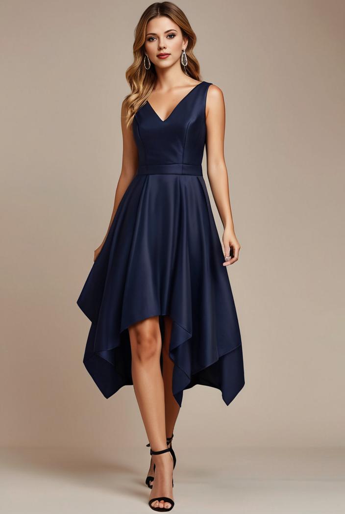 deep v neck lace chiffon bridesmaid dress with asymmetrical hem 128888