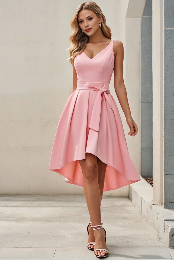 deep v neck lace chiffon bridesmaid dress with asymmetrical hem 128904