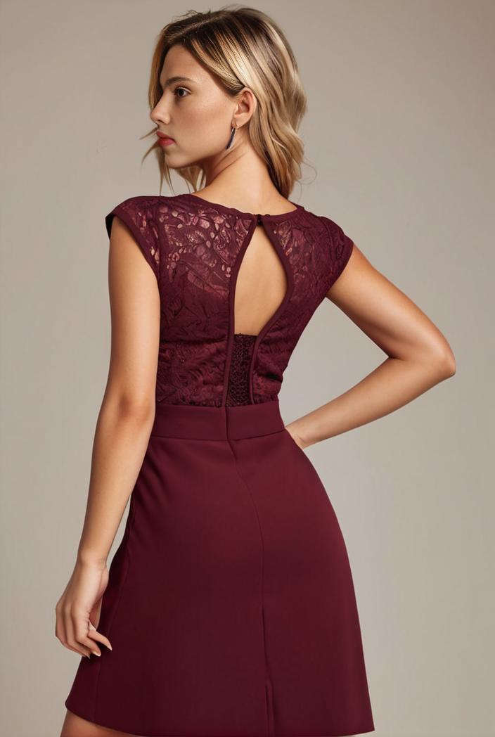 elegant chiffon maxi evening dress with lace cap sleeve 130968