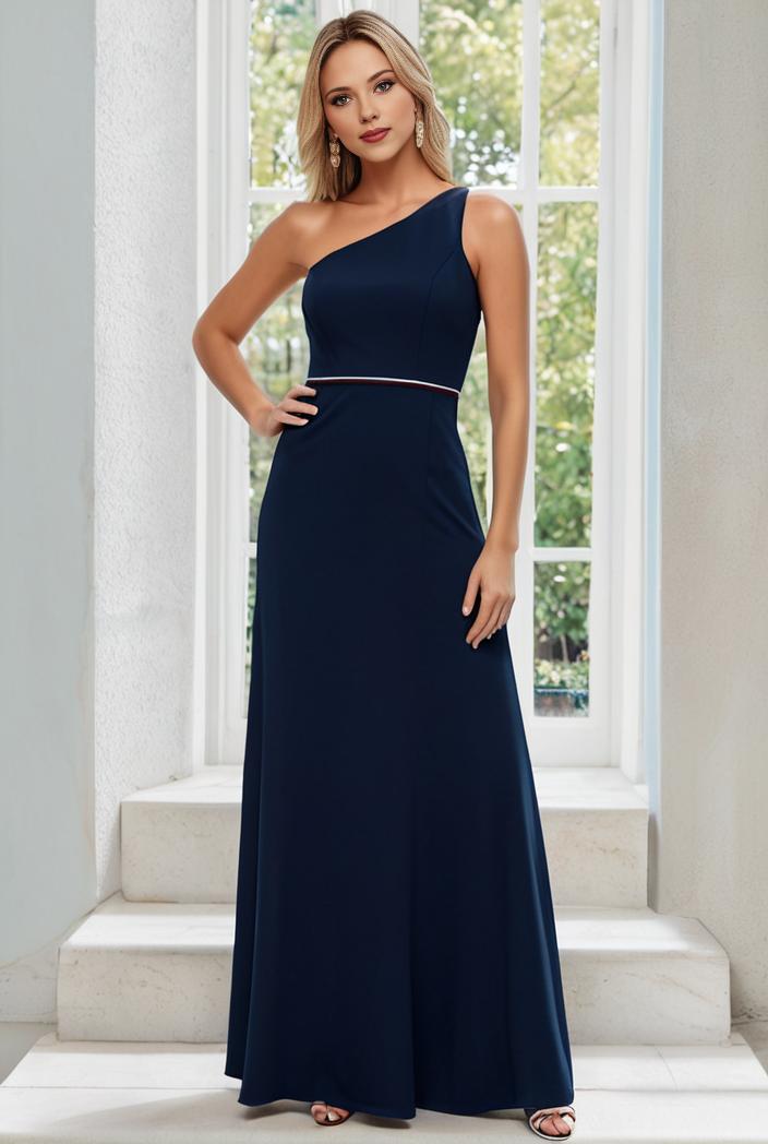 flowy chiffon one shoulder with three straps bridesmaid dress 137352