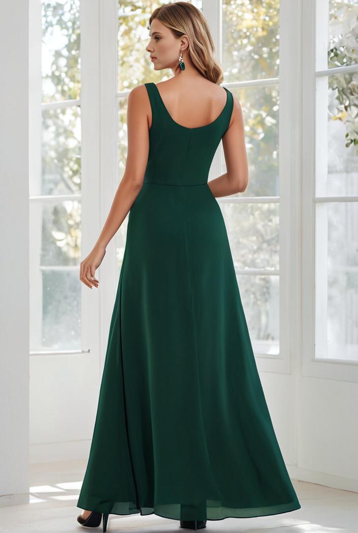 flowy chiffon one shoulder with three straps bridesmaid dress 137355