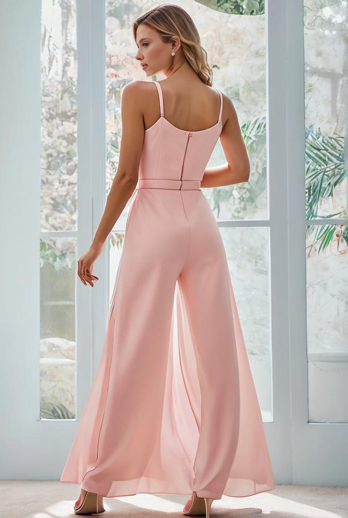 flowy chiffon one shoulder with three straps bridesmaid dress 137369