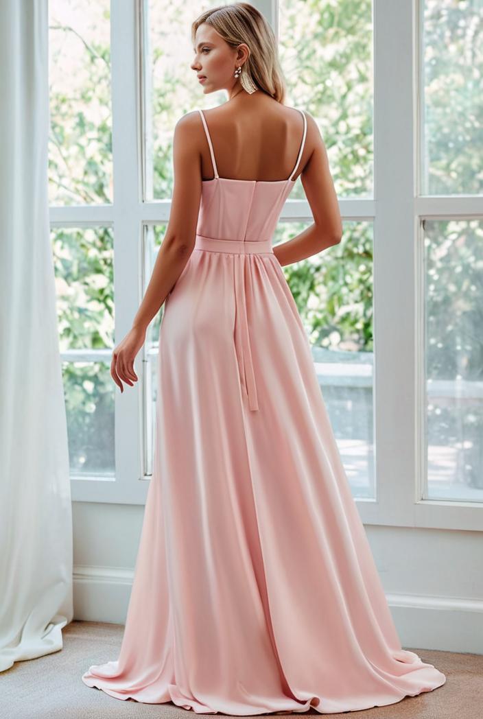 flowy chiffon one shoulder with three straps bridesmaid dress 137374