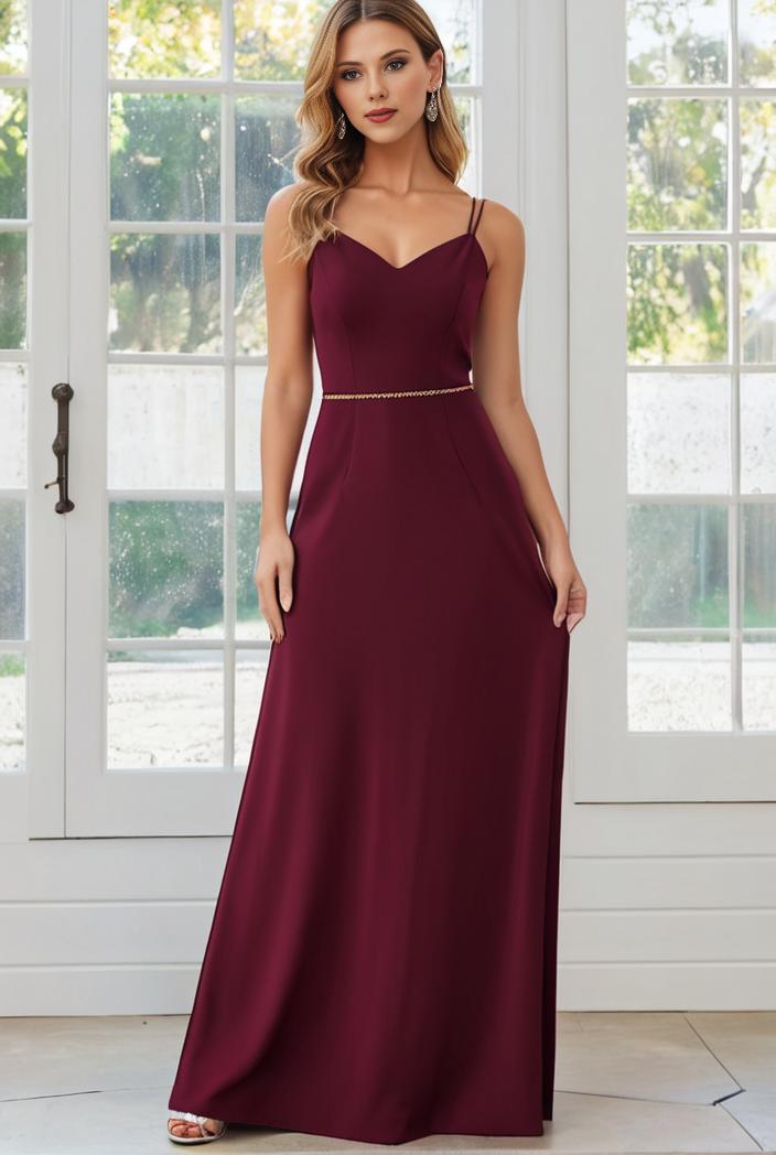 flowy chiffon one shoulder with three straps bridesmaid dress 137388
