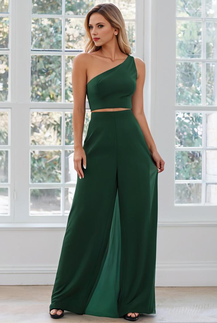 flowy chiffon one shoulder with three straps bridesmaid dress 137417