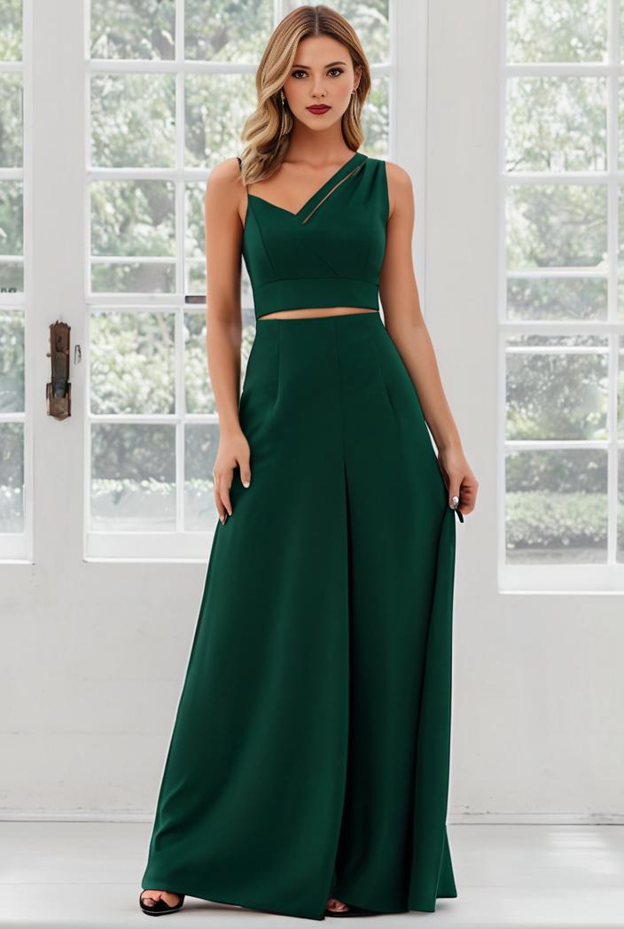 flowy chiffon one shoulder with three straps bridesmaid dress 137424