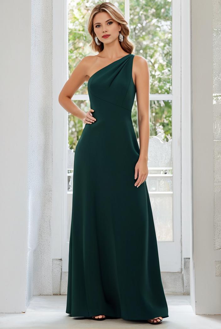flowy chiffon one shoulder with three straps bridesmaid dress 137422