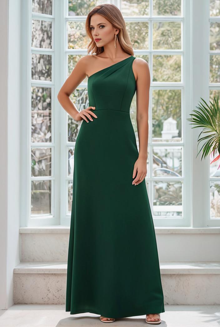 flowy chiffon one shoulder with three straps bridesmaid dress 137425
