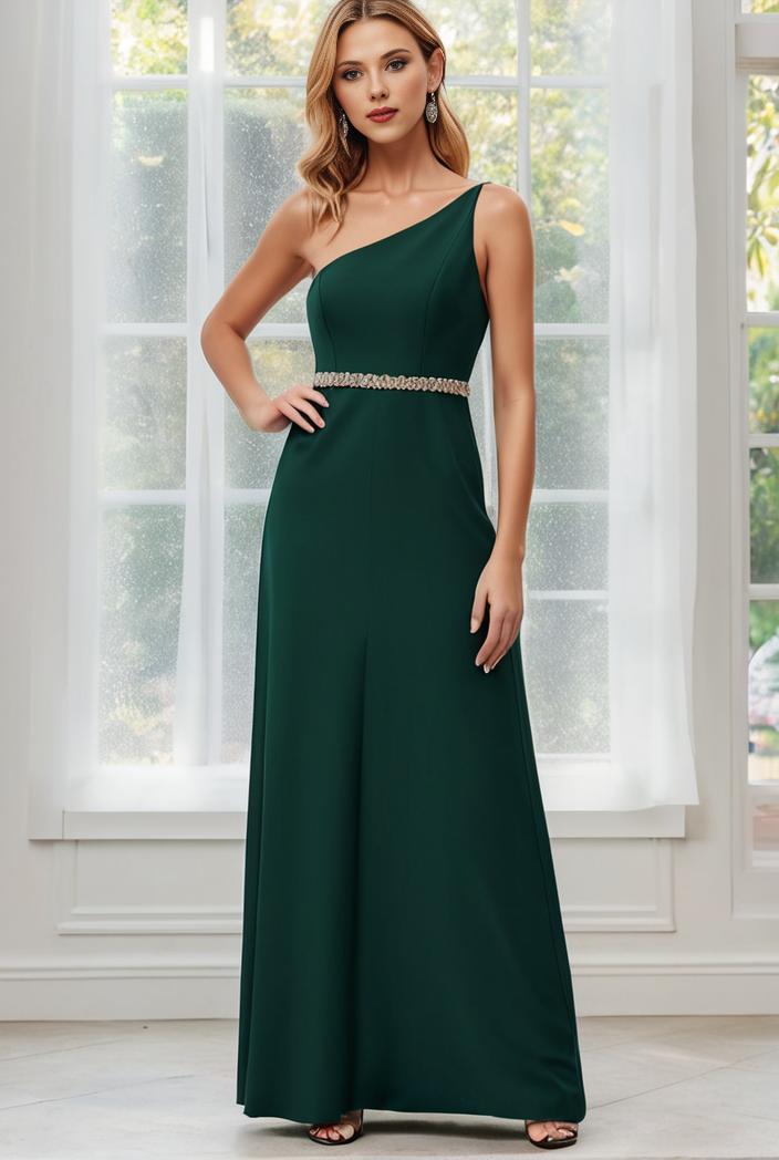 flowy chiffon one shoulder with three straps bridesmaid dress 137427