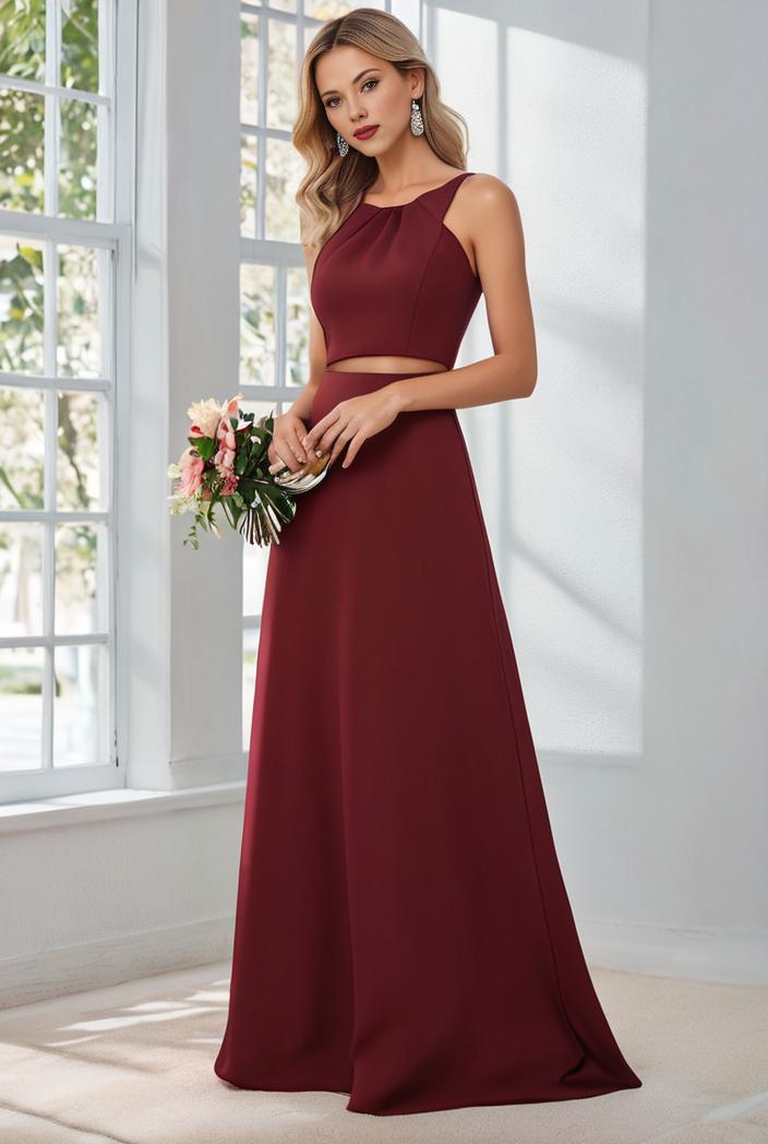 flowy chiffon one shoulder with three straps bridesmaid dress 137447