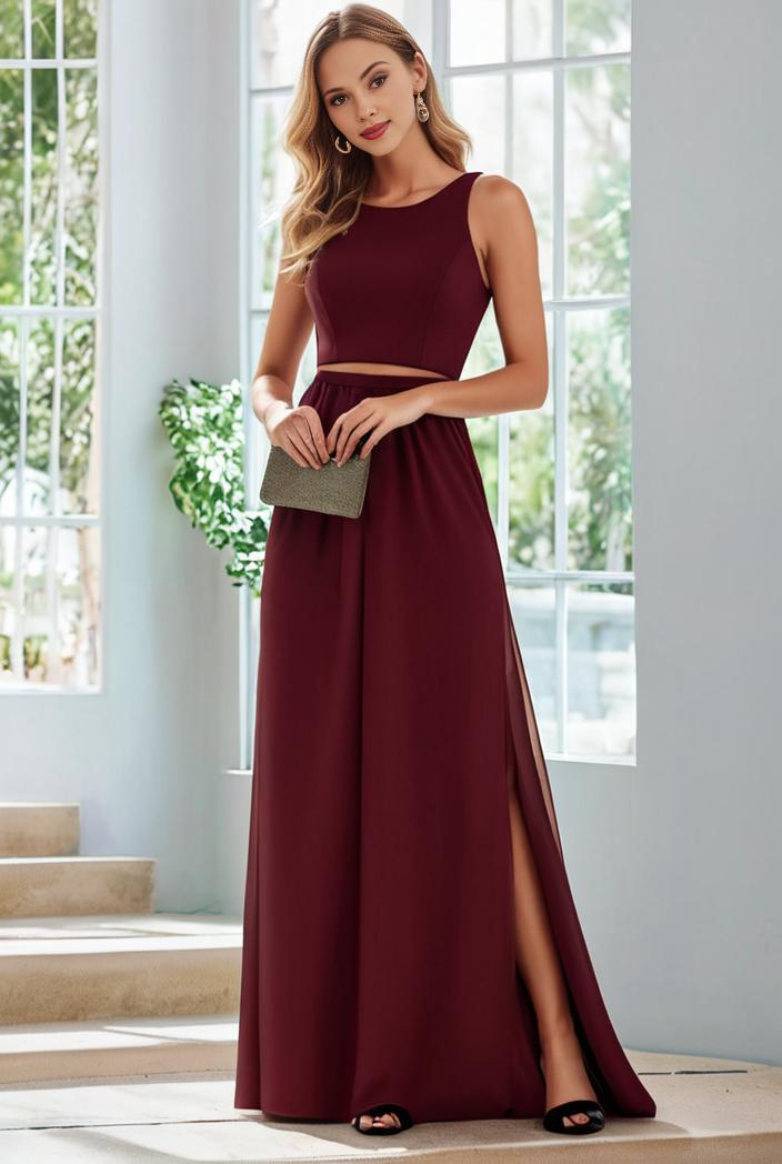 flowy chiffon one shoulder with three straps bridesmaid dress 137451