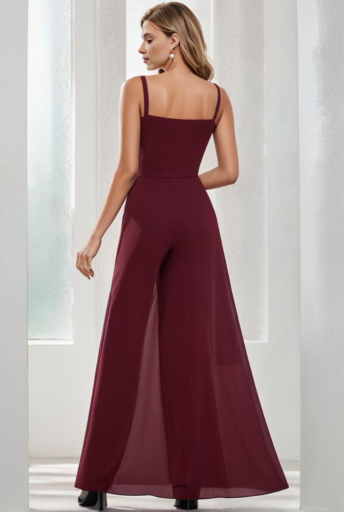 flowy chiffon one shoulder with three straps bridesmaid dress 137457