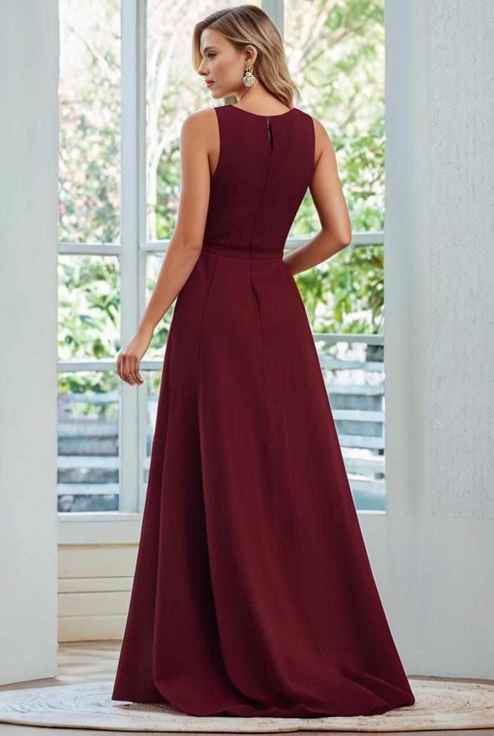 flowy chiffon one shoulder with three straps bridesmaid dress 137459