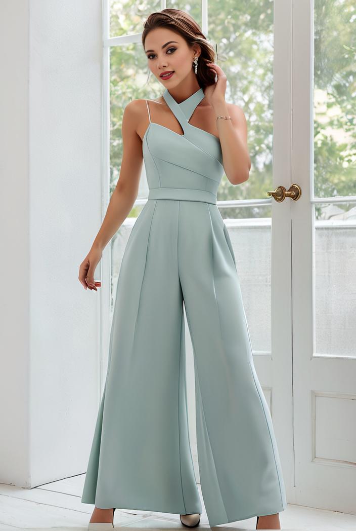 flowy chiffon one shoulder with three straps bridesmaid dress 137462