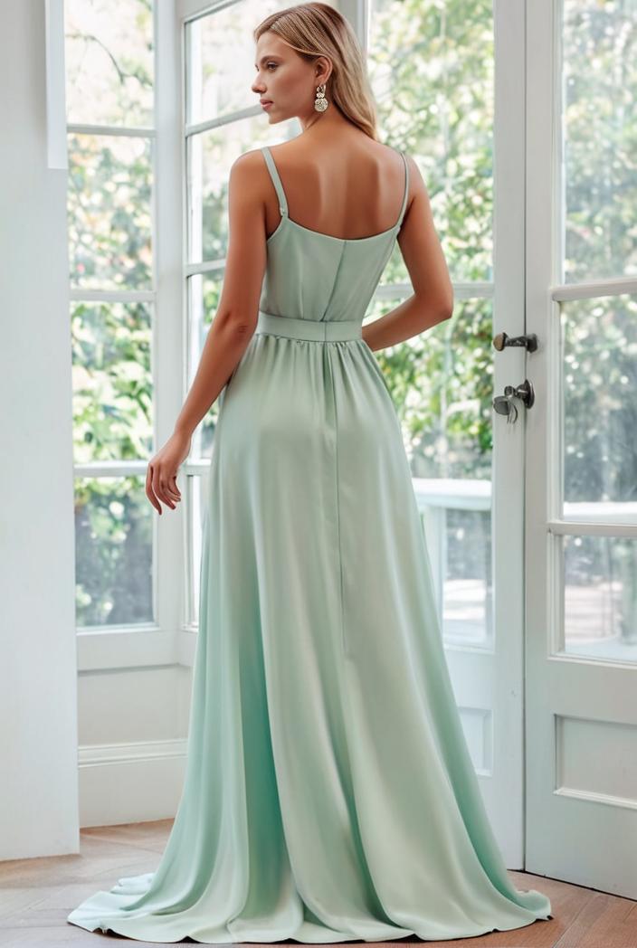 flowy chiffon one shoulder with three straps bridesmaid dress 137468