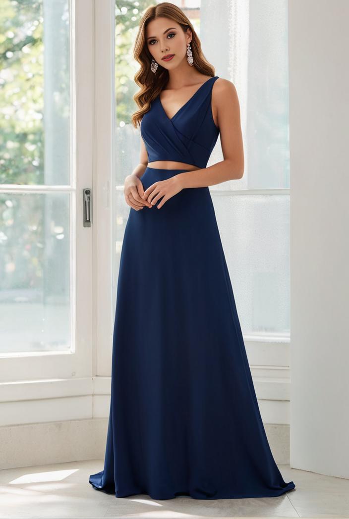 flowy chiffon one shoulder with three straps bridesmaid dress 137473