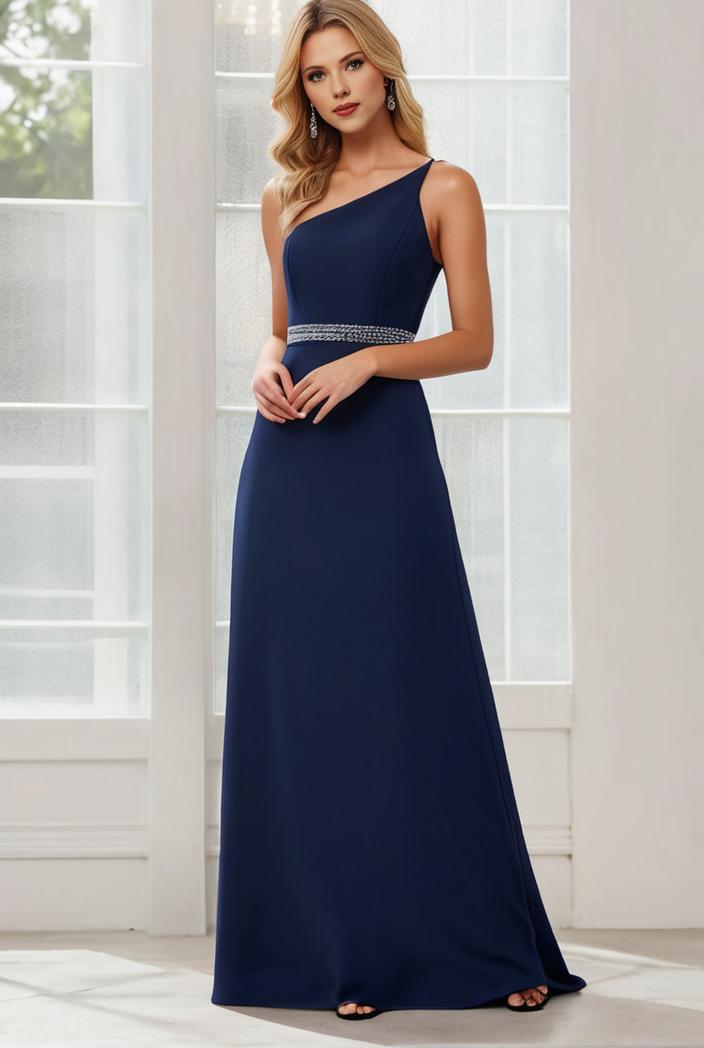 flowy chiffon one shoulder with three straps bridesmaid dress 137476