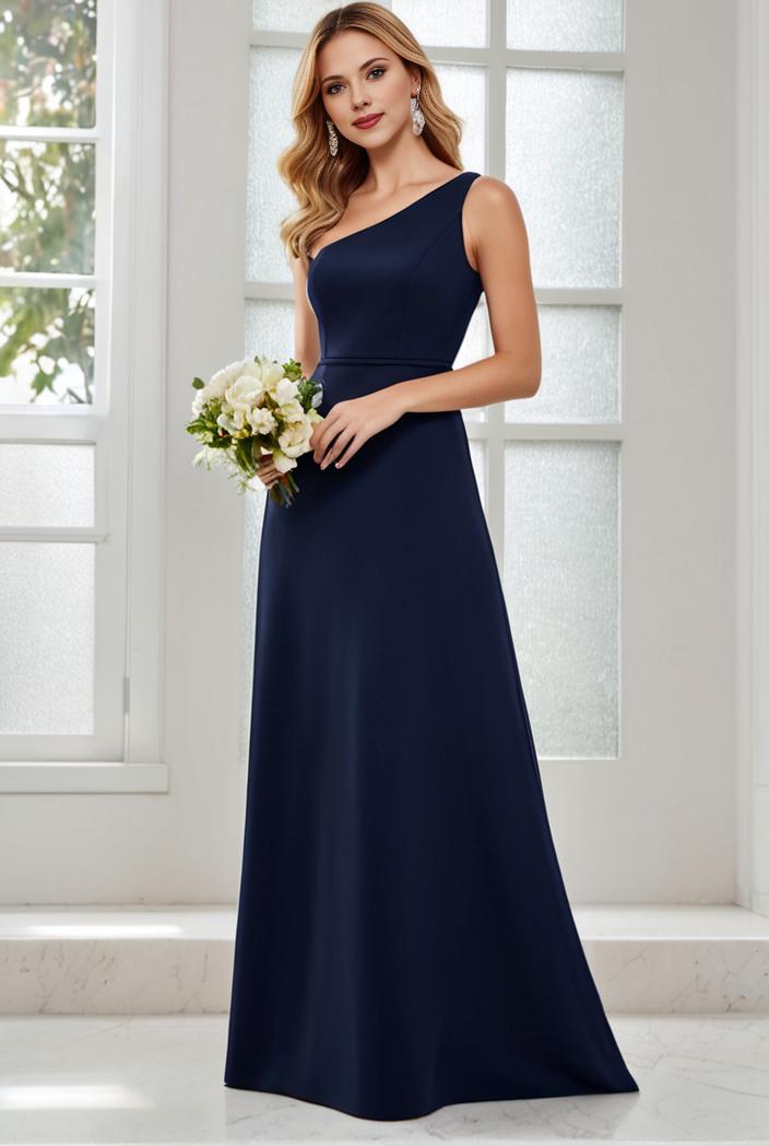 flowy chiffon one shoulder with three straps bridesmaid dress 137475