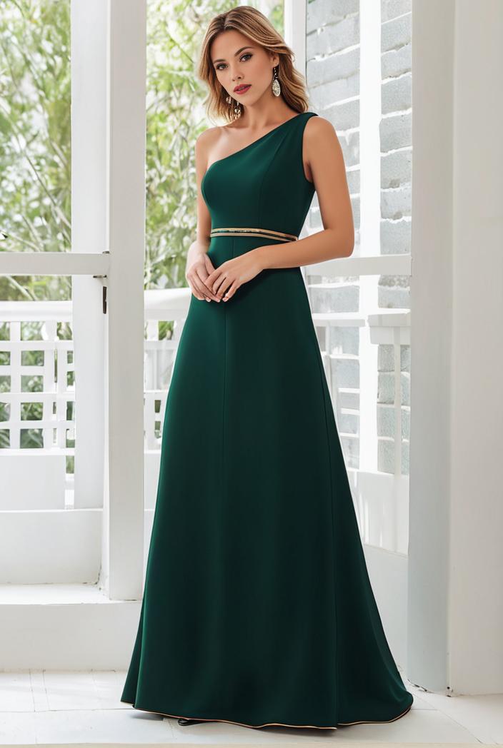flowy chiffon one shoulder with three straps bridesmaid dress 137488
