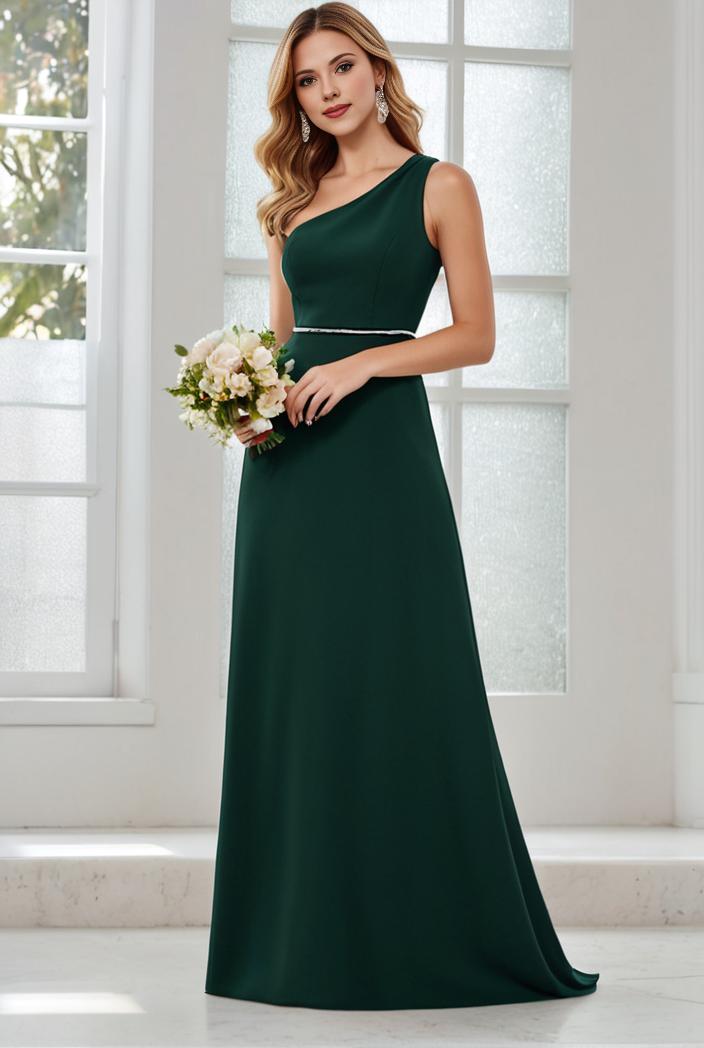 flowy chiffon one shoulder with three straps bridesmaid dress 137489