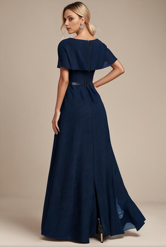 glitter high low front side slit ruffled v neck evening dress 137679