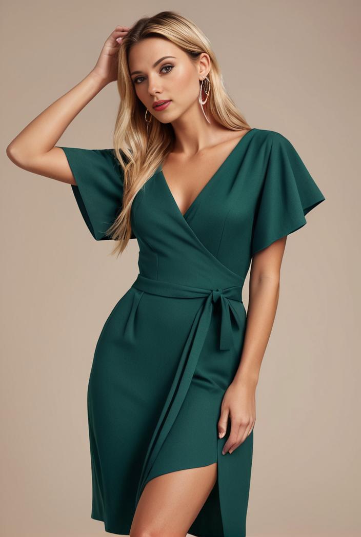glitter high low front side slit ruffled v neck evening dress 137713