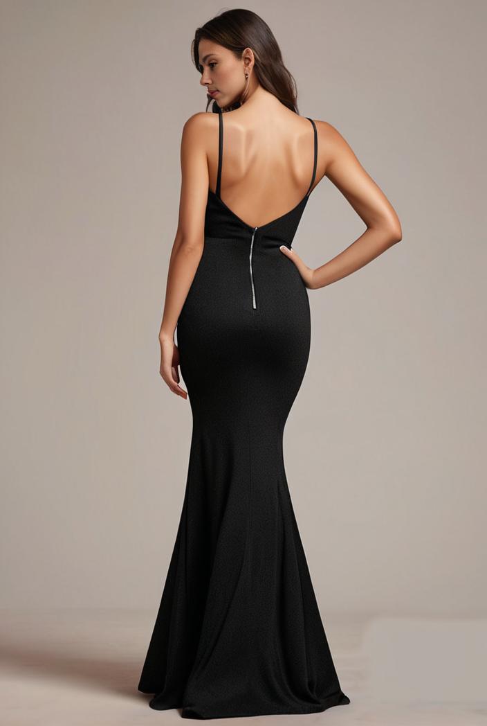 glitter spaghetti strap u veck open back bodycon stretchy evening dress 137806