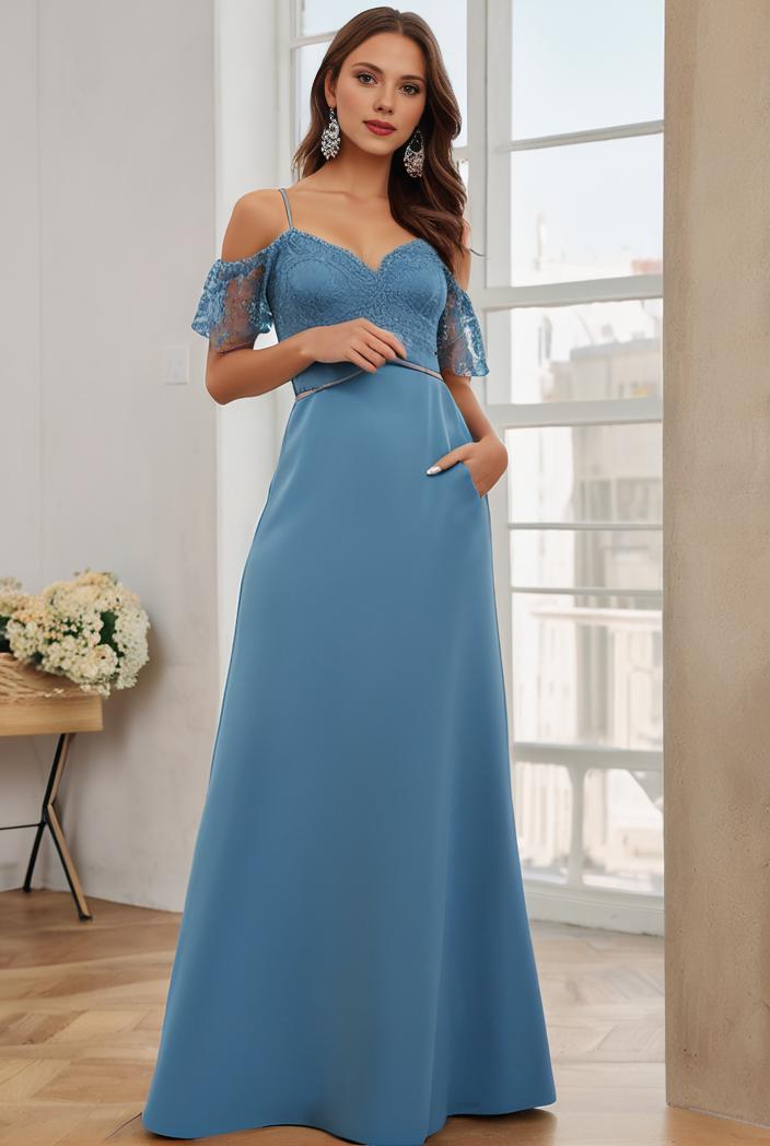 off shoulder spaghetti strap a line maternity dress 141333