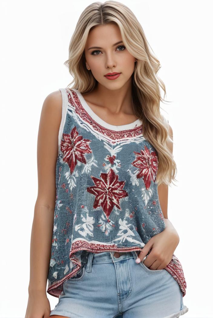 plus size boho tank top women s plus paisley print square neck medium stretch ruched tank top 143701
