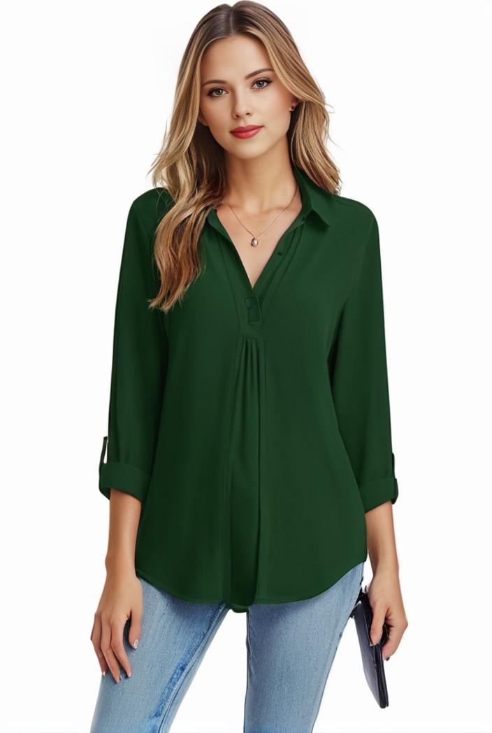 plus size casual blouse women s plus solid half sleeve turn down collar tunic top 143766