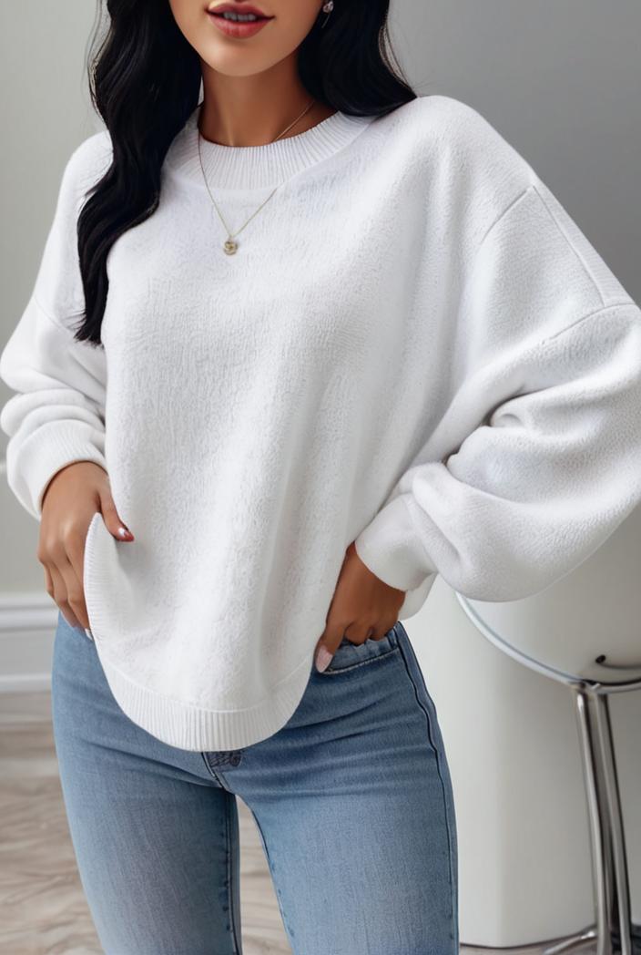 plus size casual sweatshirt women s plus solid waffle pattern long sleeve round neck sweatshirt 144239