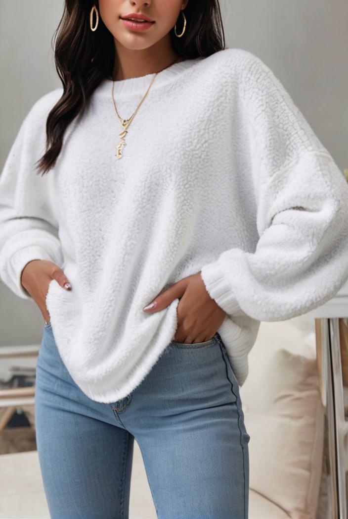 plus size casual sweatshirt women s plus solid waffle pattern long sleeve round neck sweatshirt 144241