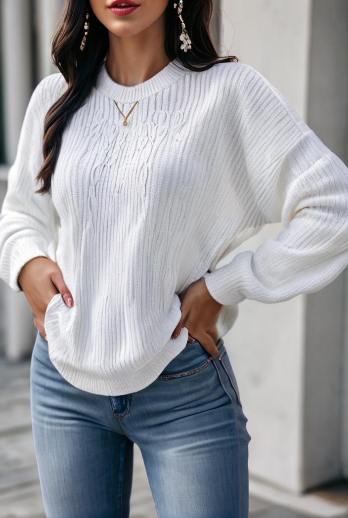 plus size casual sweatshirt women s plus solid waffle pattern long sleeve round neck sweatshirt 144244