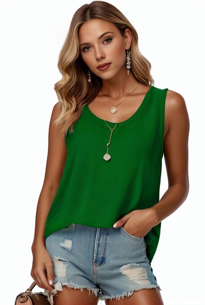 plus size casual tank top women s plus solid square neck pleated medium stretch tank top 144464
